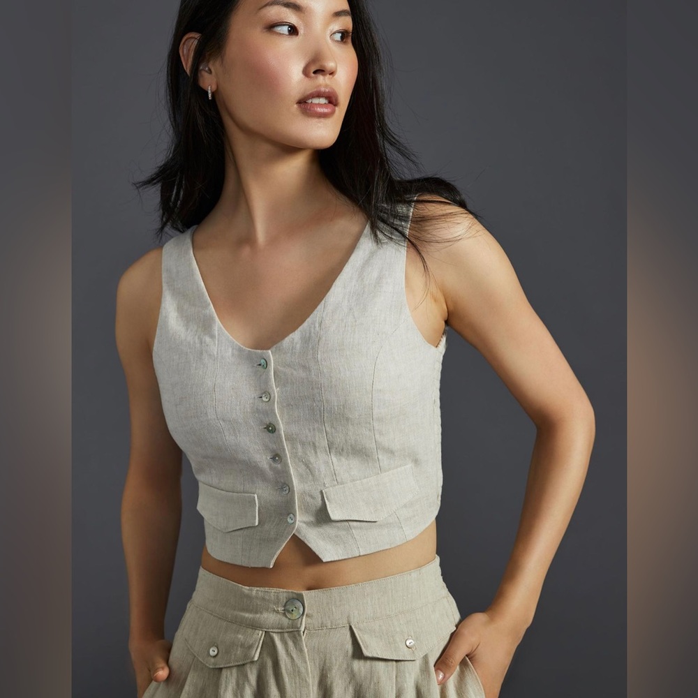 Anthropologie - SOVERE Cropped Linen Vest - size S